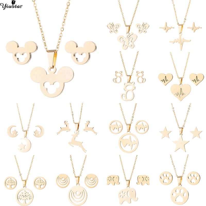Yiustar Fashion Animal Necklaces Cute Mickey Pendant Necklace Set Stainless Steel Gold Cute Jewelry Lot Women Valentine Gift
Yiustar Fashion Animal Necklaces Cute Mickey Pendant Necklace Set Stainless Steel Gold Cute Jewelry Lot Women Valentine Gift