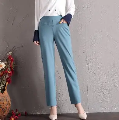 Прямые брюки для женщин повседневные Капри с эластичным поясом однотонные 12