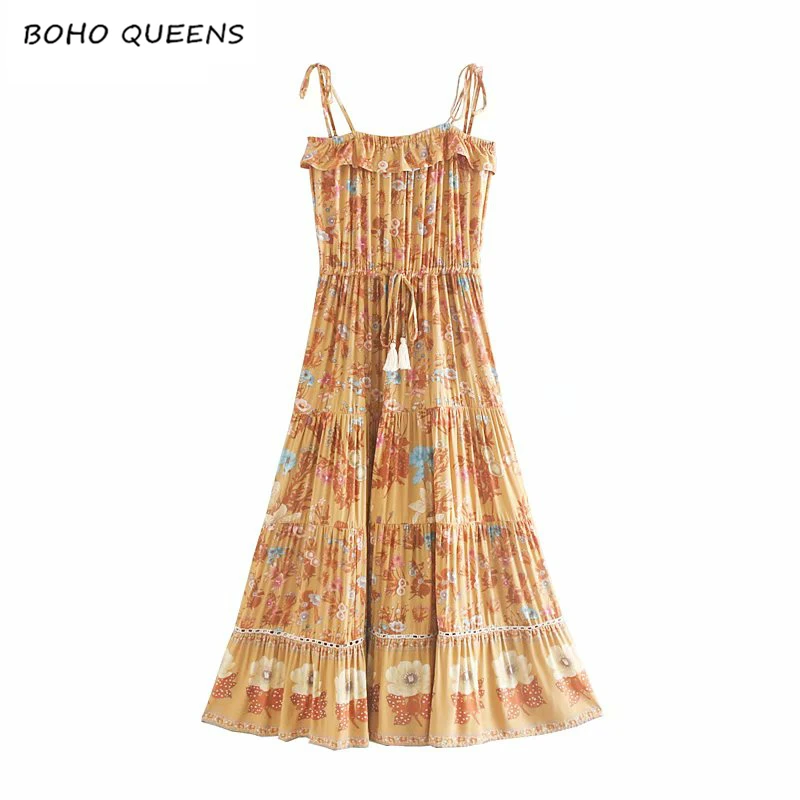 Boho Chic Summer Vintage Floral Print tassel Midi Strap Dress Women 2019 Fashion drawstring Beach Dresses Vestidos
Boho Chic Summer Vintage Floral Print tassel Midi Strap Dress Women 2019 Fashion drawstring Beach Dresses Vestidos
