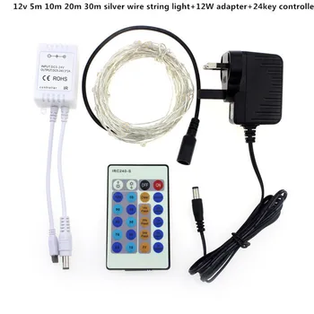 5M/10M/20M/30M LED Silver / Copper Wire LED String Light Starry Christmas Fairy Light with DC 12V Power Adapter+24key controller
5M/10M/20M/30M LED Silver / Copper Wire LED String Light Starry Christmas Fairy Light with DC 12V Power Adapter+24key controller