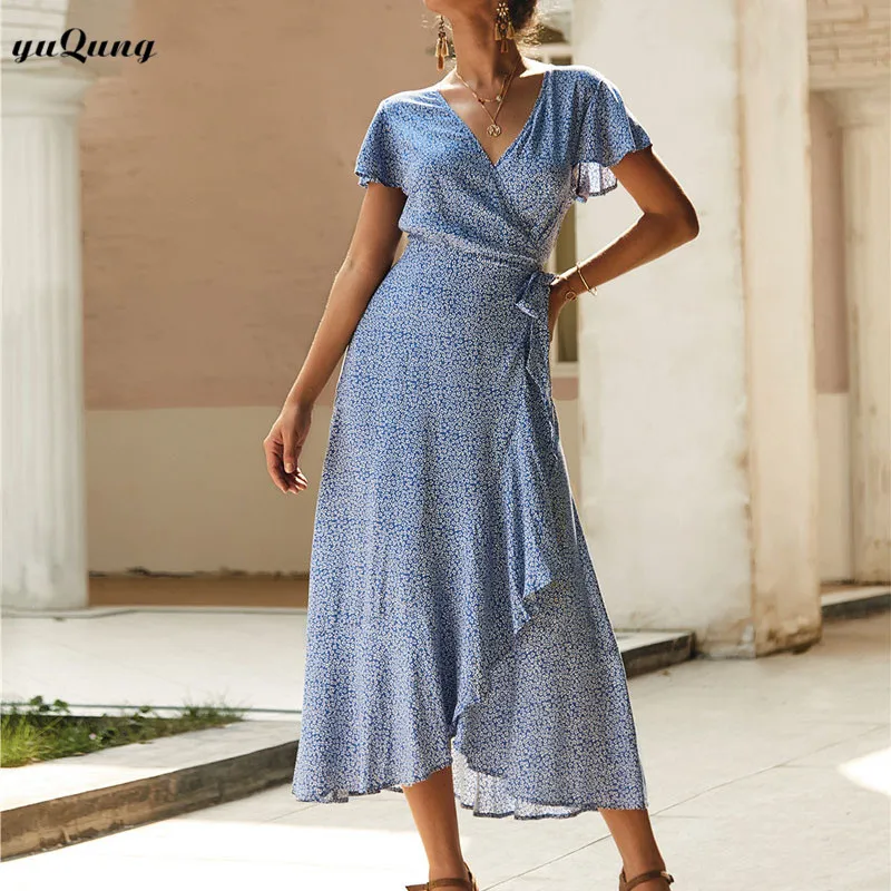 yuqung Shorts Sleeve Shift Beach Summer Wrap Maxi Dresses 2019 Ruffle Sexy V Neck Print Bohemian Party Women long Dress robe
yuqung Shorts Sleeve Shift Beach Summer Wrap Maxi Dresses 2019 Ruffle Sexy V Neck Print Bohemian Party Women long Dress robe