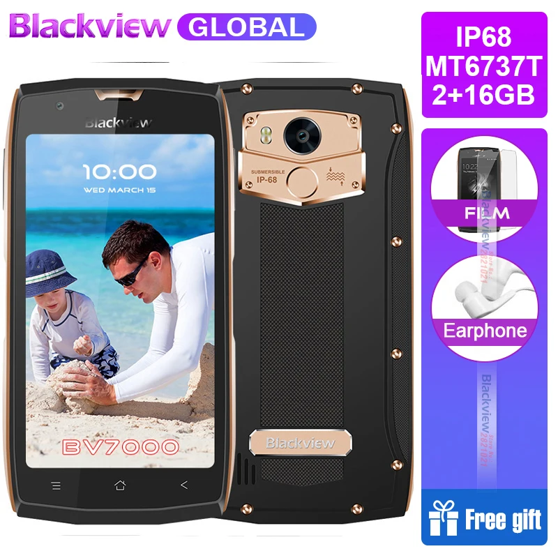 

2017 Blackview BV7000 Mobile Phone IP68 Waterproof MT6737T Quad Core 5.0" FHD Fingerprint Glonass NFC Dust proof 4G Smartphone