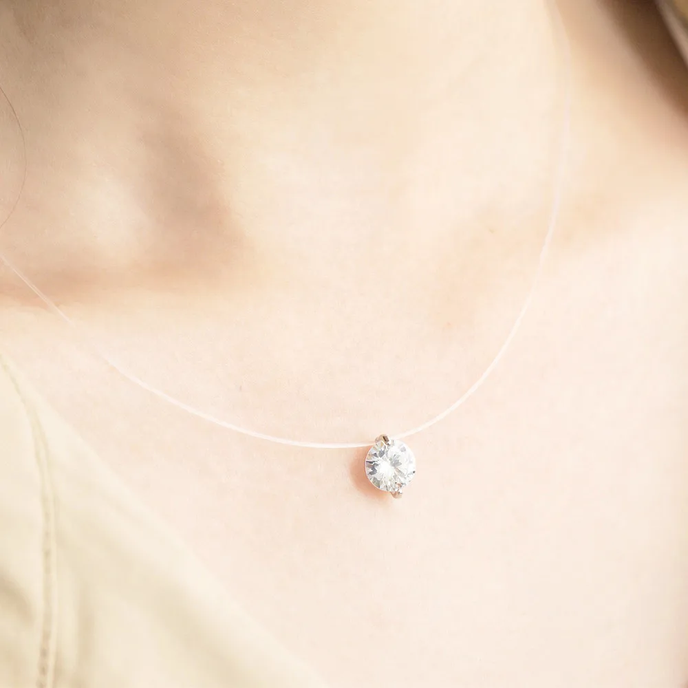 New Design Invisible Transparent Fishing Line 8mm Blue Zircon Stone Pendant Necklace For Women Choker Necklace Fashion Jewelry
New Design Invisible Transparent Fishing Line 8mm Blue Zircon Stone Pendant Necklace For Women Choker Necklace Fashion Jewelry