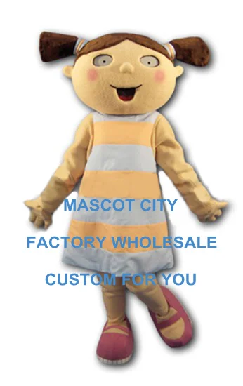 

Lovely Little Girl Peach Mascot Costume Adult Size Human Character Mascotte Mascota Carnival Party Cosply Fancy Dress SW1132