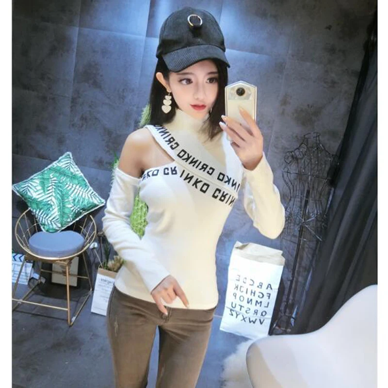 Korean Fashion Style T-shirt Women Letters Print Long Sleeve Hollow Out Sexy Women Tops Tees Slim Fit Women T shirt
Korean Fashion Style T-shirt Women Letters Print Long Sleeve Hollow Out Sexy Women Tops Tees Slim Fit Women T shirt