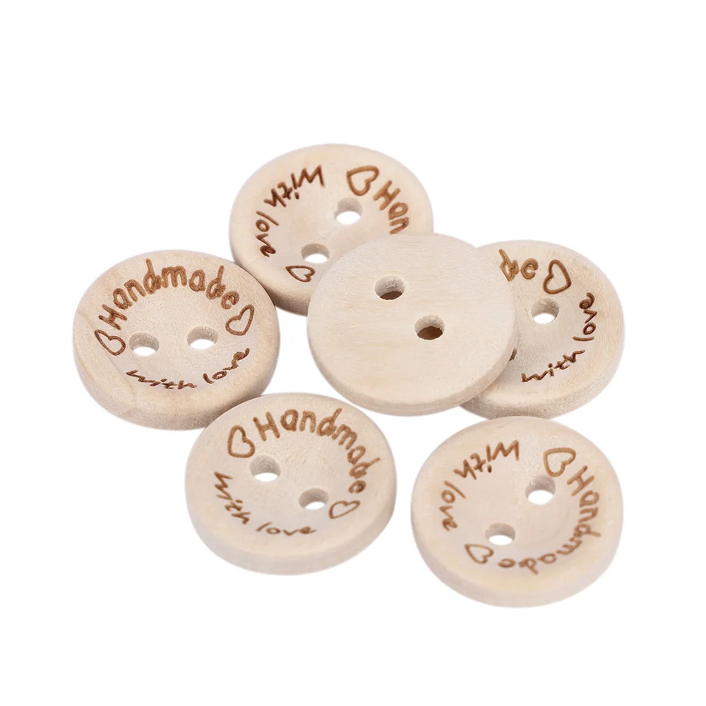 100Pcs/Pack Natural Color Wooden Buttons Hand Made with Love Sewing 15mm Round Decorative Craft Buttons DIY Apparel Accessories
100Pcs/Pack Natural Color Wooden Buttons Hand Made with Love Sewing 15mm Round Decorative Craft Buttons DIY Apparel Accessories