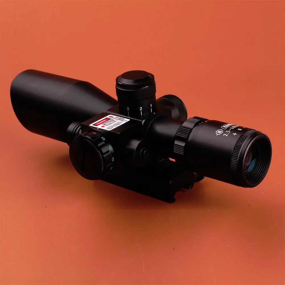 Tactical Hunting KANDAR 2.5-10X40 Red Green Illuminate Compact Rifle Scope w Integrated Red Laser Sight 11mm or 20mm Mount 5
