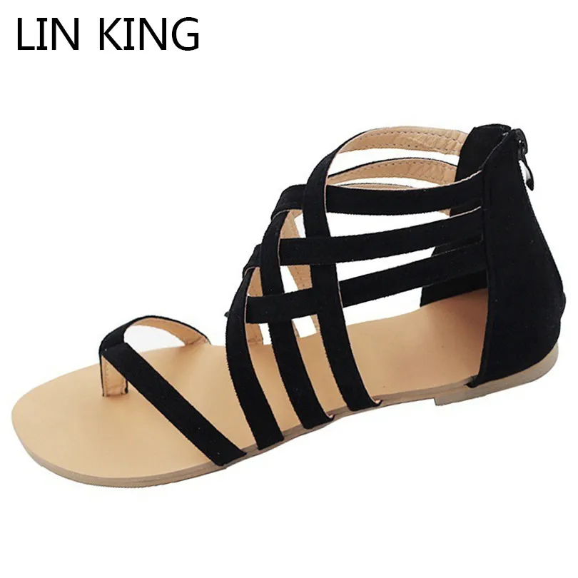 LIN KING Punk Zipper Women Gladiator Sandals Retro Cross Tie Flats Summer Shoes Soild Female Sandalias Single Shoes Plus Size 43
LIN KING Punk Zipper Women Gladiator Sandals Retro Cross Tie Flats Summer Shoes Soild Female Sandalias Single Shoes Plus Size 43