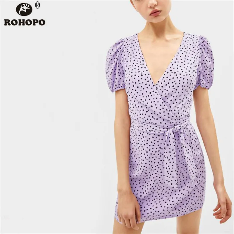 ROHOPO Women Polk Dot Purple Mini Dress Belted Cute Gilr Holiday A-line Dress Summer Short Sleeve Preppy Vestido #BM2180
ROHOPO Women Polk Dot Purple Mini Dress Belted Cute Gilr Holiday A-line Dress Summer Short Sleeve Preppy Vestido #BM2180