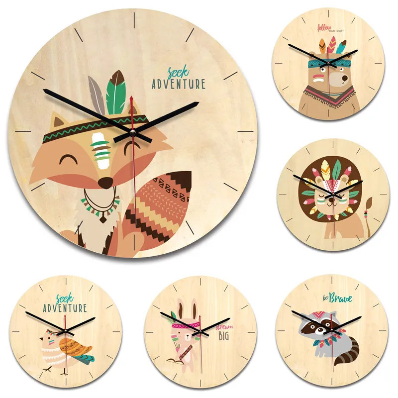12" Indian Cartoon Bear Lion Fox Bird Wood Wall Clock Home Room Decor Creative Animal Fun Clock Child Boys Girls Gift
12" Indian Cartoon Bear Lion Fox Bird Wood Wall Clock Home Room Decor Creative Animal Fun Clock Child Boys Girls Gift