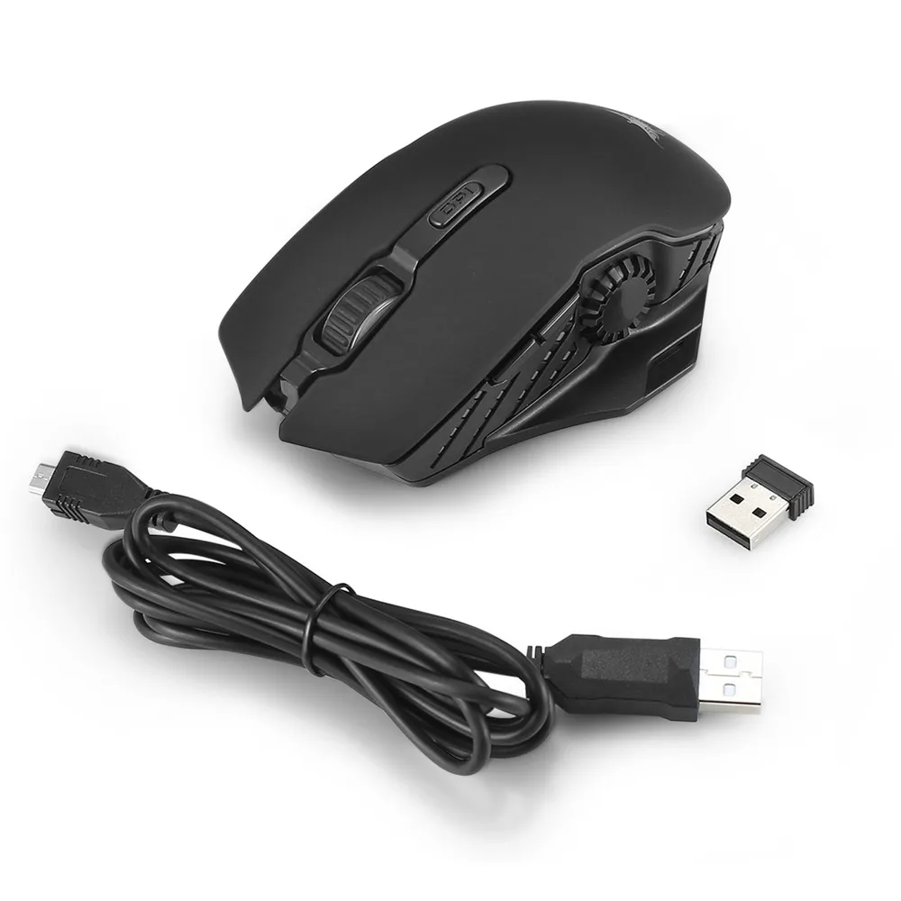 Combaterwing 2 in 1 Wired & Wireless Gaming Mouse, Rechargeable 2.4GHz Optical 6000 DPI Gaming Mice 6 Buttons Design 6 Breathing LED Colors for Gamer PC MAC Laptop (6)