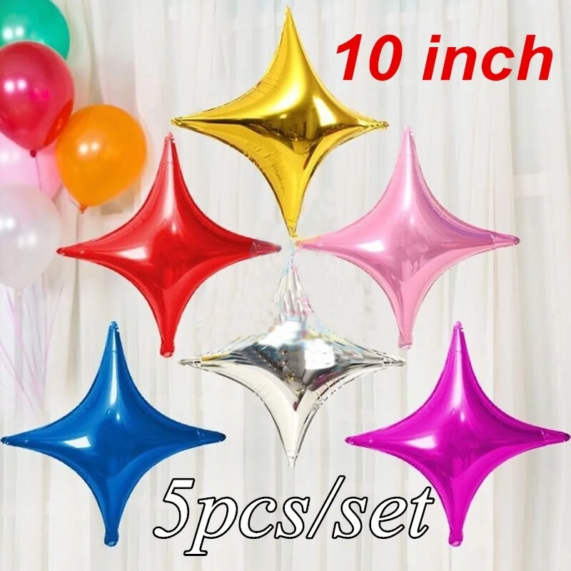 5pcs 10 Inch Foil 4 Pointed Star Balloon Mixed Heart Quadrangular Ballon Helium Metallic Globos for Wedding/birthday Supplies
5pcs 10 Inch Foil 4 Pointed Star Balloon Mixed Heart Quadrangular Ballon Helium Metallic Globos for Wedding/birthday Supplies