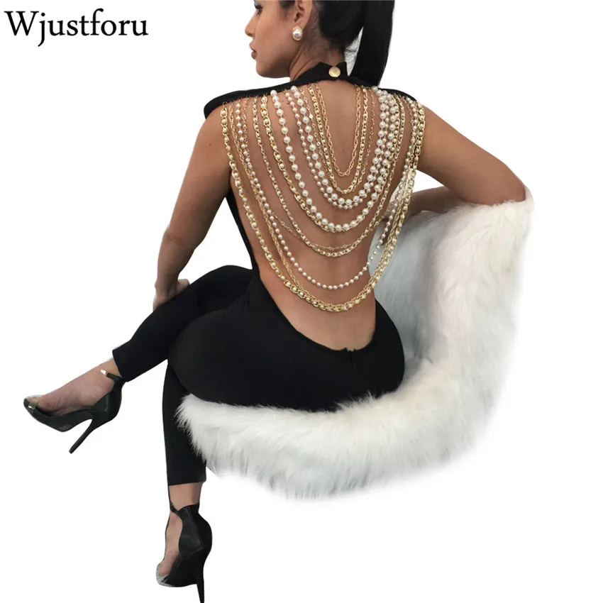 Wjustforu Sexy Pearl Chain Backless Jumpsuit Female Outfits Bodycon Club Party Overalls Femme Rompers Womens Jumpsuit
Wjustforu Sexy Pearl Chain Backless Jumpsuit Female Outfits Bodycon Club Party Overalls Femme Rompers Womens Jumpsuit