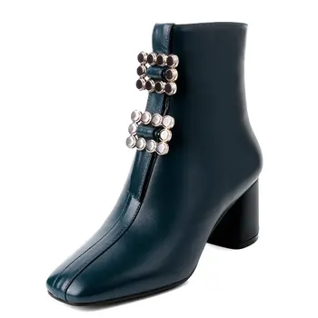 Women Luxury Genuine Leather Ankle Boots Woman Fashion Comfort Square Toe Party Dress Shoes Metal Buckle High Heel Fall Winter
Women Luxury Genuine Leather Ankle Boots Woman Fashion Comfort Square Toe Party Dress Shoes Metal Buckle High Heel Fall Winter