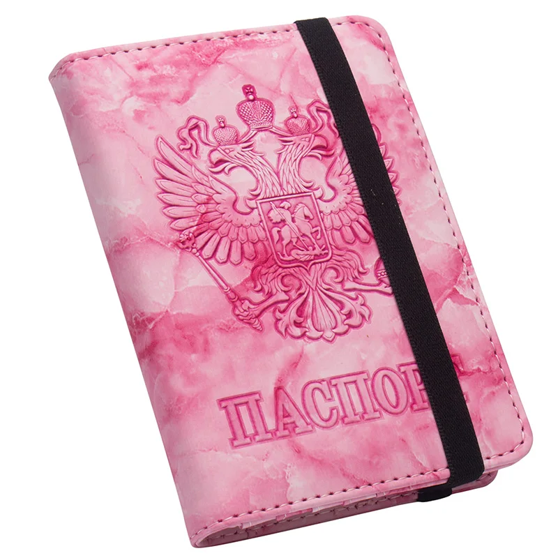 Russian Double eagle marble pattern pink standard size passport cover with bandage pu leather passport holder with traveling
Russian Double eagle marble pattern pink standard size passport cover with bandage pu leather passport holder with traveling