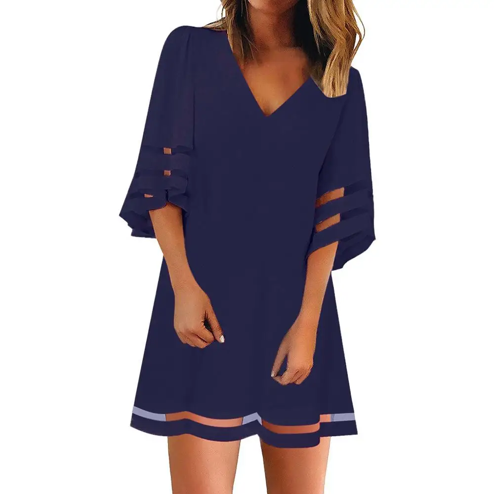 Summer Dress 2019 Women Mid-Sleeve Midi Mesh Dresses Boho Beach Loose Solid Shirt Dress Vestido De Festa Longo Dropshipping c
Summer Dress 2019 Women Mid-Sleeve Midi Mesh Dresses Boho Beach Loose Solid Shirt Dress Vestido De Festa Longo Dropshipping c