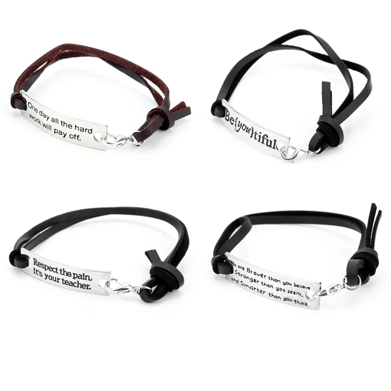 MQCHUN Inspirational Messages Leather Bracelet Positive Motivational Jewelry Best Friend Gift Hand Stamped Cuffs Bracelet Bangle
MQCHUN Inspirational Messages Leather Bracelet Positive Motivational Jewelry Best Friend Gift Hand Stamped Cuffs Bracelet Bangle