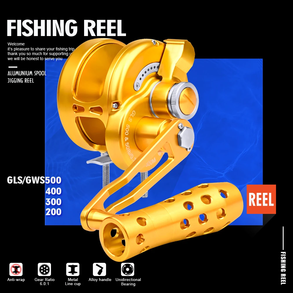 New Aluminum CNC Machined 200-500 Series Fishing Reel Left-Hand Max Drag 14kg-21kg Jigging Reel Trolling Reel Gold/Gun Black
New Aluminum CNC Machined 200-500 Series Fishing Reel Left-Hand Max Drag 14kg-21kg Jigging Reel Trolling Reel Gold/Gun Black