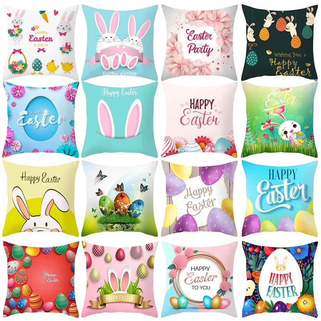 Happy Easter Cushion Cover Cartoon Rabbit Bunny Egg Print Throw Pillow Cover Polyester Cushion Case Sofa Bed Decorative Pillow
Happy Easter Cushion Cover Cartoon Rabbit Bunny Egg Print Throw Pillow Cover Polyester Cushion Case Sofa Bed Decorative Pillow
