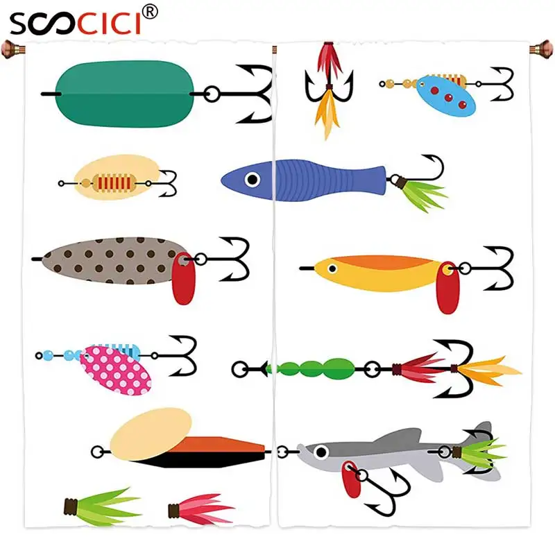 Window Curtains Treatments 2 Panels,Fishing Decor Elements of Fishing Line with Stringer Net Bite Indicators Worms Waders Image
Window Curtains Treatments 2 Panels,Fishing Decor Elements of Fishing Line with Stringer Net Bite Indicators Worms Waders Image