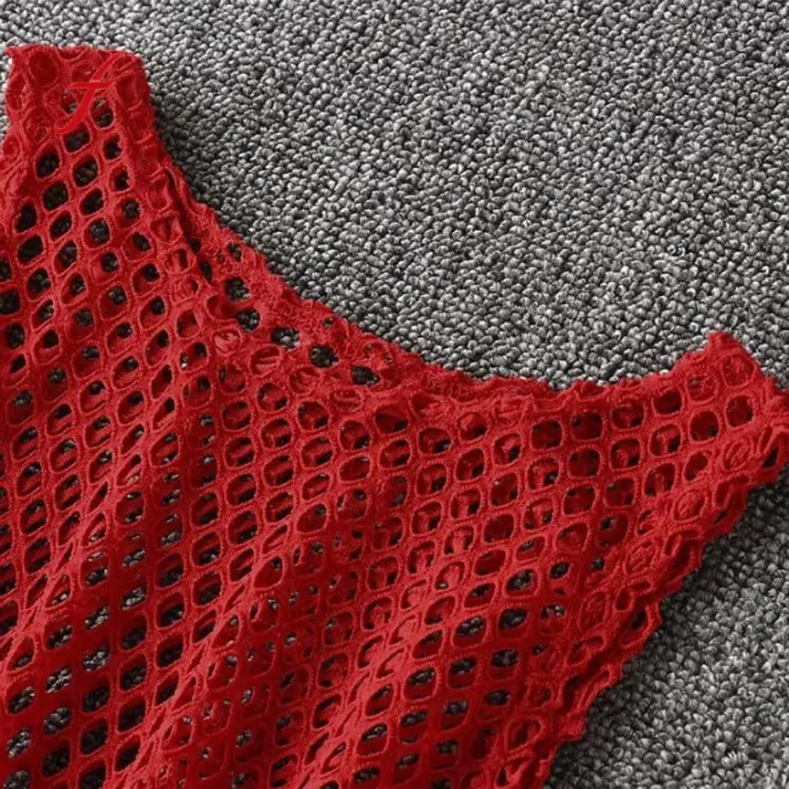 Сексуальный черный/красный укороченный топ Feitong 2018 Сетчатая футболка женские