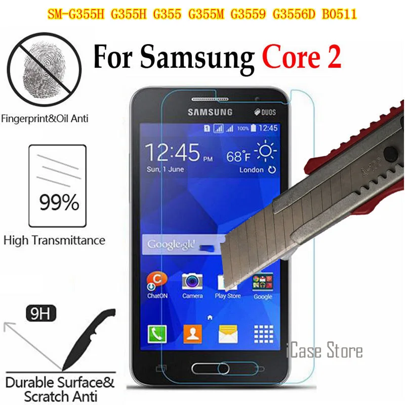 Tempered glass screen protector FILM For Samsung Galaxy Core 2 II SM-G355H G355H G355 G355M G3559 B0511 GLAS sklo an mobil case | Мобильные