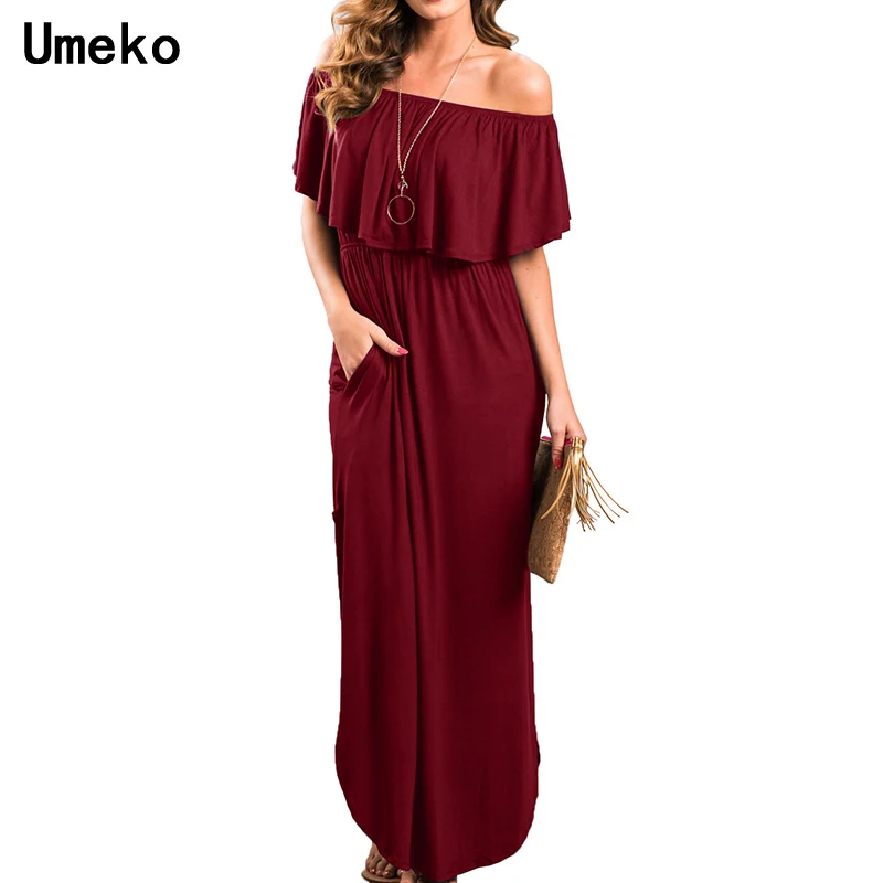 Umeko / New Fashion Dress Women Ruffle Off The Shoulder Short Sleeve Summer Maxi Elegant Dresses Floor-Length Dress with Pocket
Umeko / New Fashion Dress Women Ruffle Off The Shoulder Short Sleeve Summer Maxi Elegant Dresses Floor-Length Dress with Pocket