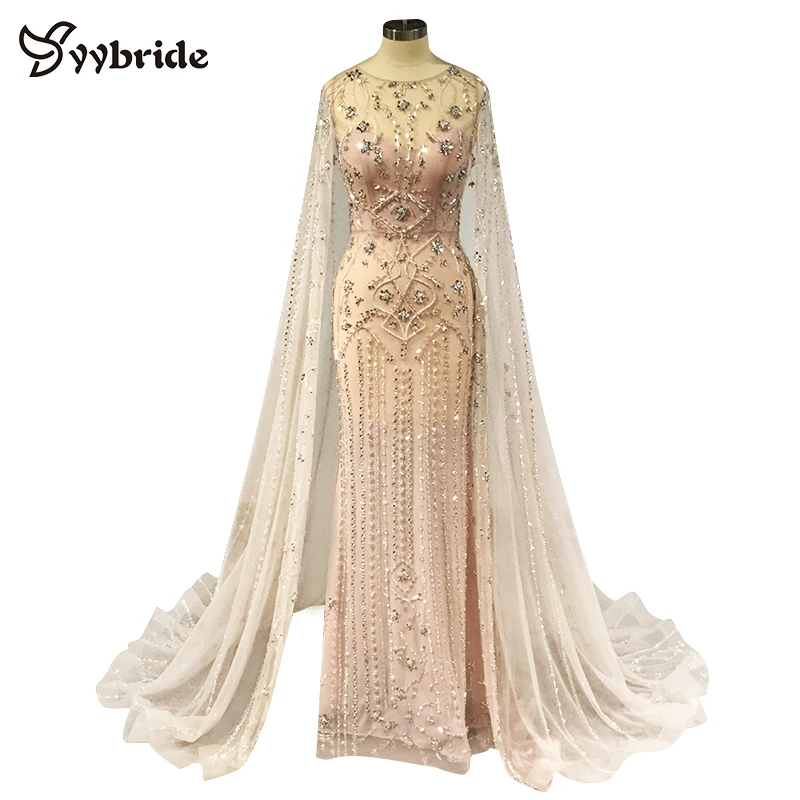 New Sexy Customized Mermaid Pink Crystals Beading Prom Dresses Sleeveless With Cloak Evening Dresses Vestido De Festa Longo
New Sexy Customized Mermaid Pink Crystals Beading Prom Dresses Sleeveless With Cloak Evening Dresses Vestido De Festa Longo