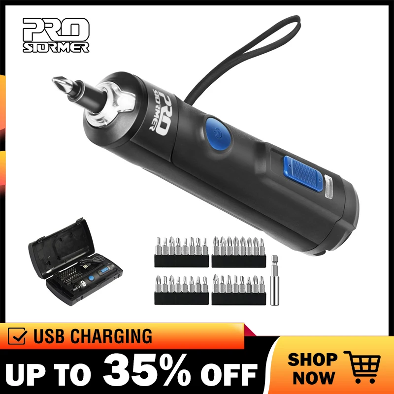 PROSTORMER 4V Mini Electric Screwdriver Set USB Rechargeable Smart Cordless Electric Screwdriver Handle with 32+1 Bit Set
PROSTORMER 4V Mini Electric Screwdriver Set USB Rechargeable Smart Cordless Electric Screwdriver Handle with 32+1 Bit Set