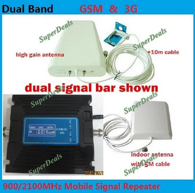Adjustment gain ! High gain Dual band 2G,3G signal booster KIT GSM 900 3G 2100 signal repeater amplifier Double signal bar
Adjustment gain ! High gain Dual band 2G,3G signal booster KIT GSM 900 3G 2100 signal repeater amplifier Double signal bar