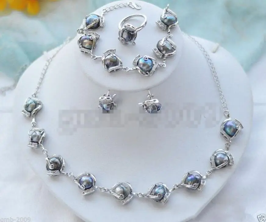 Hot sale new Style >>>>>Natural 10-11mm Black Baroque Freshwater Pearl Necklace Bracelet Earrings Ring
Hot sale new Style >>>>>Natural 10-11mm Black Baroque Freshwater Pearl Necklace Bracelet Earrings Ring