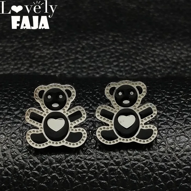 2019 Fashion Black Enamel Stainless Steel Stud Earrings Women Silver Color Bear Earrings Jewelry pendientes mujer moda E612628
2019 Fashion Black Enamel Stainless Steel Stud Earrings Women Silver Color Bear Earrings Jewelry pendientes mujer moda E612628