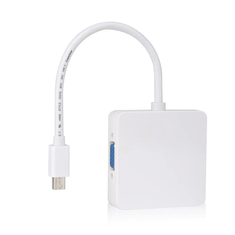 New Arrival 1pc 3 in 1 Mini DP to DVI VGA HDMI Adapter 1080p Professional Thunderbolt Display Port Cables for MacBook