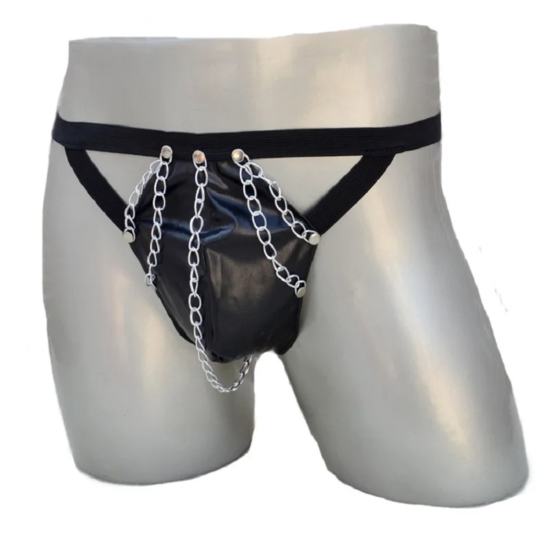 Sexy Men's Faux Leather Front Chained Pouch G-String Thong Jocks Brief Fetish Underwear Erotic Show Night Party Lingerie
Sexy Men's Faux Leather Front Chained Pouch G-String Thong Jocks Brief Fetish Underwear Erotic Show Night Party Lingerie