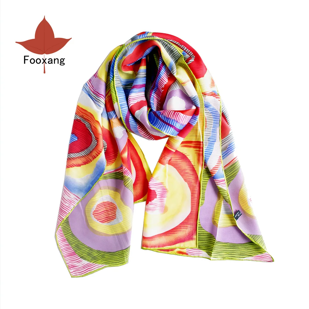 Fooxang Oblong Silk Scarf Colorful Kandinsky Art Scarfs with Squares with Concentric Circles For Mother's Day Gift
Fooxang Oblong Silk Scarf Colorful Kandinsky Art Scarfs with Squares with Concentric Circles For Mother's Day Gift