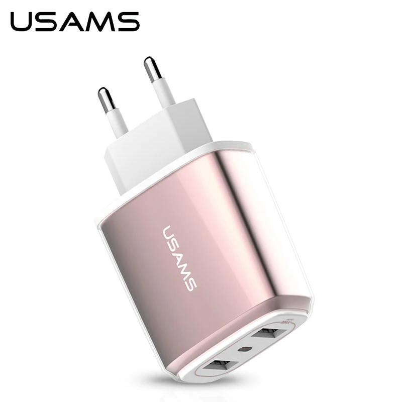 USAMS ЕС Plug телефон Зарядное устройство для iPhone samsung HuaweiP20 Redmi Note 5 Dual USB быстрой