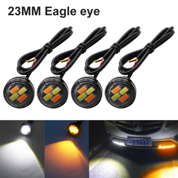 

4pcs 23mm LED Eagle Eye DRL 12V Daytime Running Lights 5730 4 SMD Auto Car Turn Signal Lights Waterproof Fog Lamp Switchback