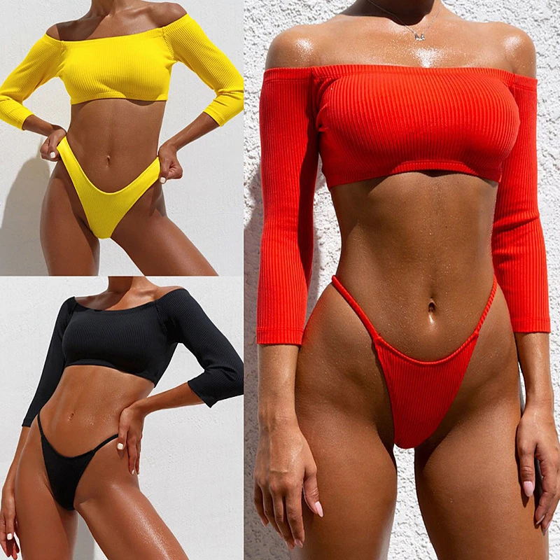 Long Sleeve Two Piece Bathing Suit High Waist Girls Swimsuit Red Bikini Push Up Swimwear Tankini Swimsuits Women Bikinis 2019
Long Sleeve Two Piece Bathing Suit High Waist Girls Swimsuit Red Bikini Push Up Swimwear Tankini Swimsuits Women Bikinis 2019