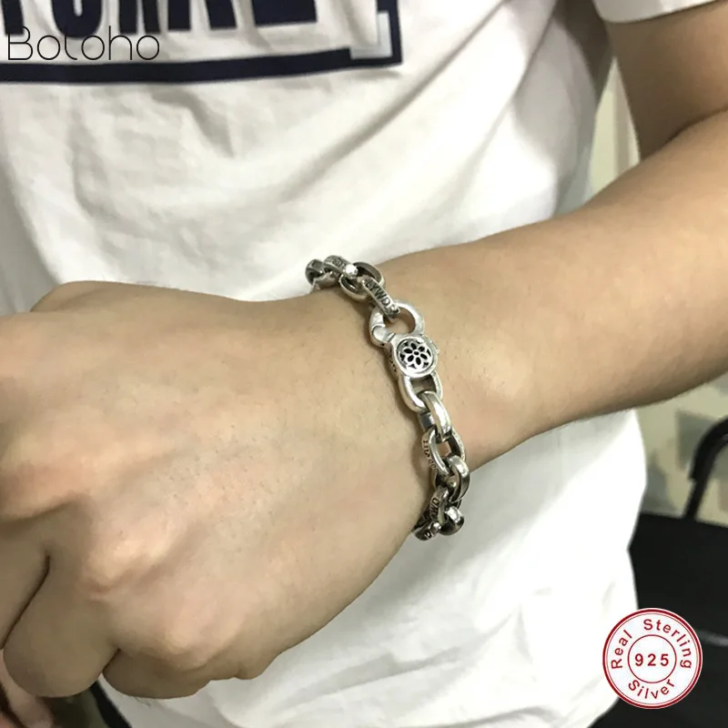 Pure 925 Sterling Silver Bracelet Men's Men's Fine Jewelry Vintage S925 Solid Thai Silver Chain Bracelet Charm bracelet Day gift
Pure 925 Sterling Silver Bracelet Men's Men's Fine Jewelry Vintage S925 Solid Thai Silver Chain Bracelet Charm bracelet Day gift