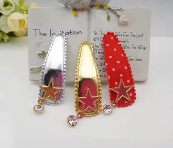 

Boutique 15Pairs Fashion Cute Glitter Star Barrettes Hairpins Solid Dot Leather Snap Clips Princess Headwear Hair Accessories