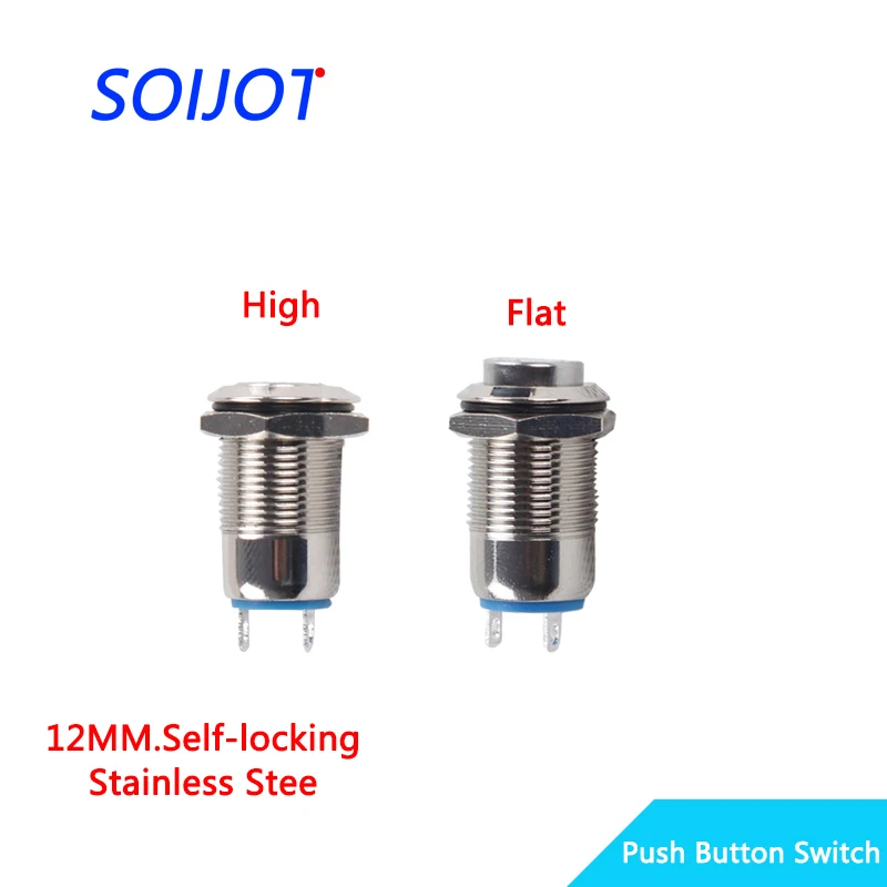 1PC 12MM Self-locking 2PIN Metal Button Switch Fixed Latching Waterproof Metal Push Button Car System Home use High/Flat Head Ra
1PC 12MM Self-locking 2PIN Metal Button Switch Fixed Latching Waterproof Metal Push Button Car System Home use High/Flat Head Ra