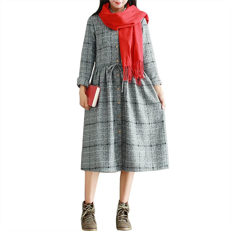 Autumn Fashion Women Long Sleeve Vintage Dress Japanese Mori Girl British Style Pleated Dresses Plus Size Plaid Shirt Dress
Autumn Fashion Women Long Sleeve Vintage Dress Japanese Mori Girl British Style Pleated Dresses Plus Size Plaid Shirt Dress