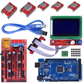 Mega 2560 R3 REV3 Board + RAMPS 1.4 Controller + 12864 LCD Display + 5pcs A4988 Stepper Motor Drive For Arduino 3D Printer Kit
Mega 2560 R3 REV3 Board + RAMPS 1.4 Controller + 12864 LCD Display + 5pcs A4988 Stepper Motor Drive For Arduino 3D Printer Kit