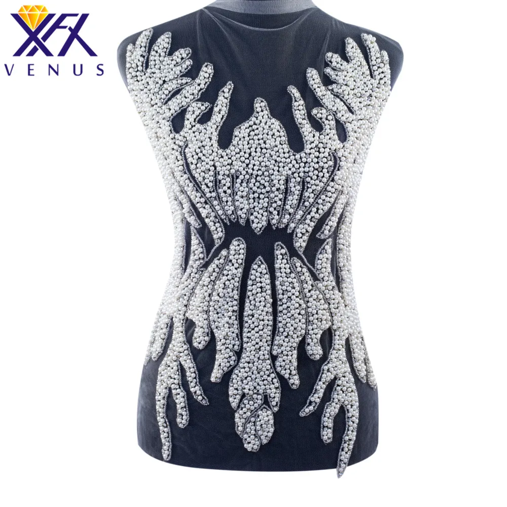 XFX 1 Set Silver White Handmade Dress Applique Bodice Patch Beaded Applique Beads Fabric Patch Handcraft Apparel
XFX 1 Set Silver White Handmade Dress Applique Bodice Patch Beaded Applique Beads Fabric Patch Handcraft Apparel