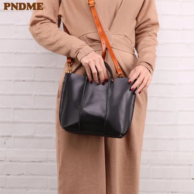 PNDME genuine leather ladies handbag fashion vintage soft cowhide female shoulder messenger bags for women black composite bag
PNDME genuine leather ladies handbag fashion vintage soft cowhide female shoulder messenger bags for women black composite bag