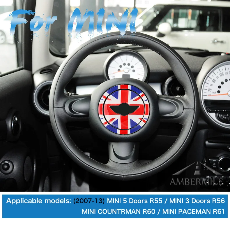 3D Car Steering Wheel Center Stickers Covers Decoration for Mini Cooper Countryman R55 R56 R57 R58 R60 R61 Accessories (1)