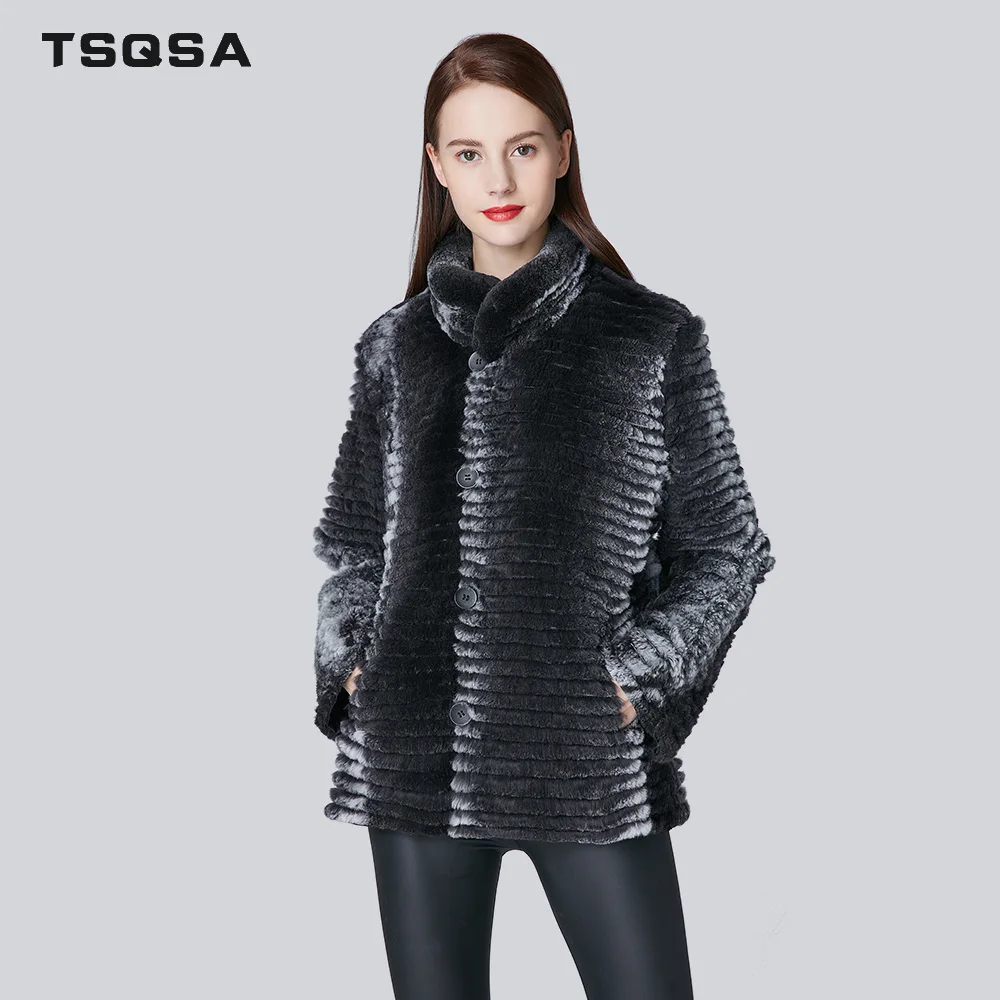 TSQSA Autumn Winter Women Real Rabbit Fur Jacket Reversible O-Neck Girls Coat Fashion-Leisure Natural Fur Lady Overcoat TAC1852
TSQSA Autumn Winter Women Real Rabbit Fur Jacket Reversible O-Neck Girls Coat Fashion-Leisure Natural Fur Lady Overcoat TAC1852