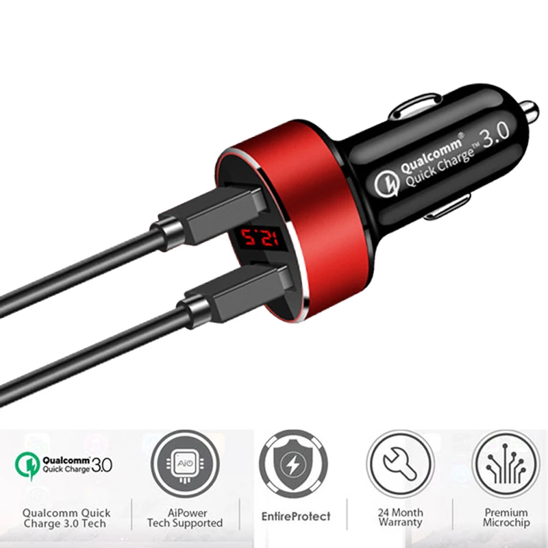 5V 2.4A Car Charger LED Display Multiple USB Travel Charger for Huawei Samsung Fast Chargers Dual Port Plug Charging USB Cable
5V 2.4A Car Charger LED Display Multiple USB Travel Charger for Huawei Samsung Fast Chargers Dual Port Plug Charging USB Cable