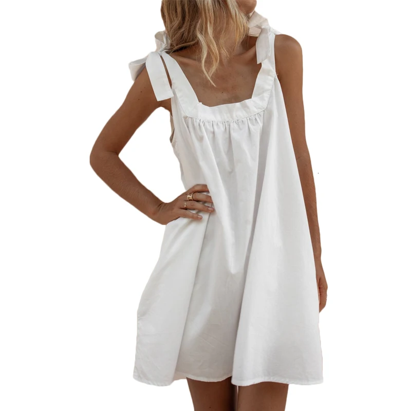 White Casual Loose Spaghetti Strap A-line Women Summer Dress 2019 Sexy Backless Mini Dress Vestidos
White Casual Loose Spaghetti Strap A-line Women Summer Dress 2019 Sexy Backless Mini Dress Vestidos