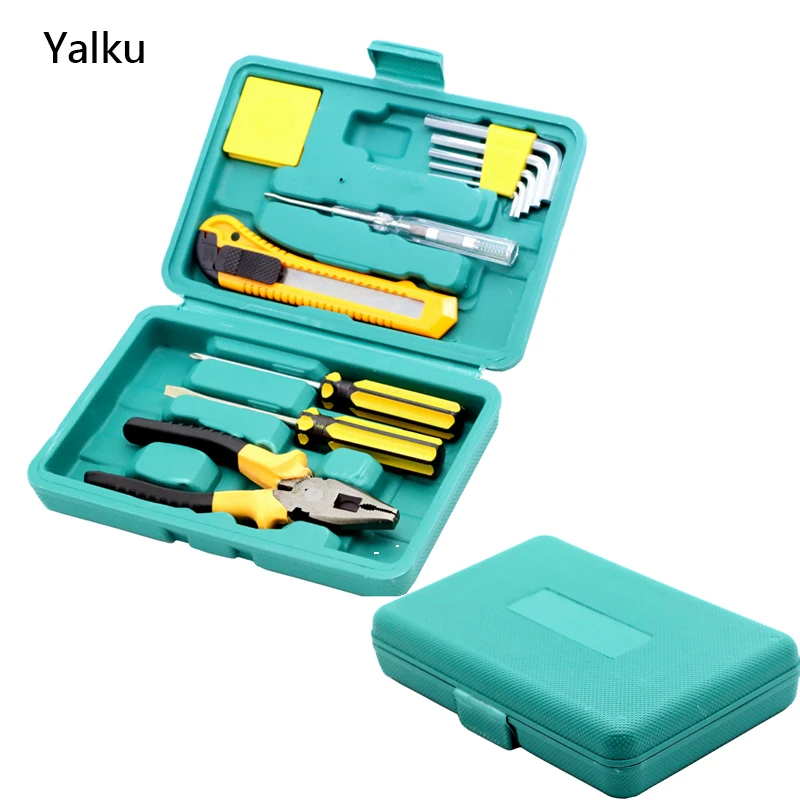 Image Yalku Combination Tool Kit Hand Tool Set Plier Wrenches Screwdrivers Roll Ruler Accessories Multi Tool Set Box Repair Vehicle